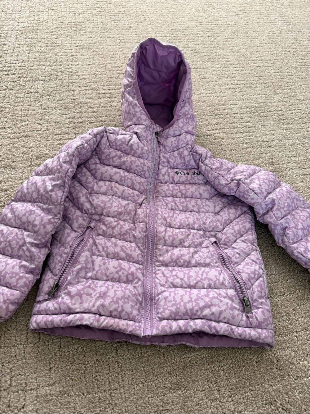 Columbia Lavender Patterned Hooded Puffer Jacket